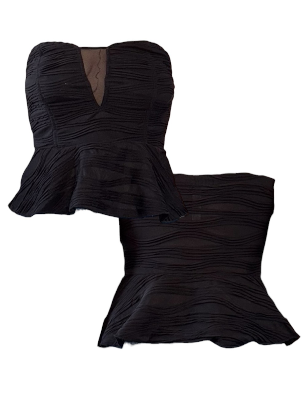Elegant Black Strapless Peplum Top